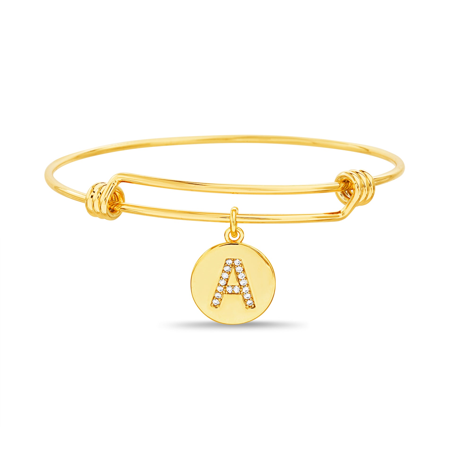 Gold Initial Charm Bangle